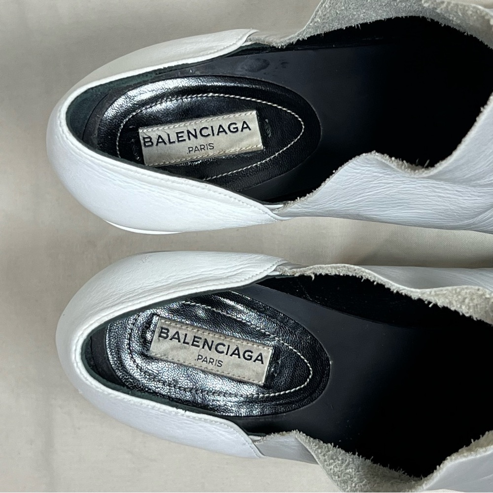 BALENCIAGA Paris Glove Leather Pump Booties Open Toe Two Tone Size 40 US 9 - Picture 10 of 13